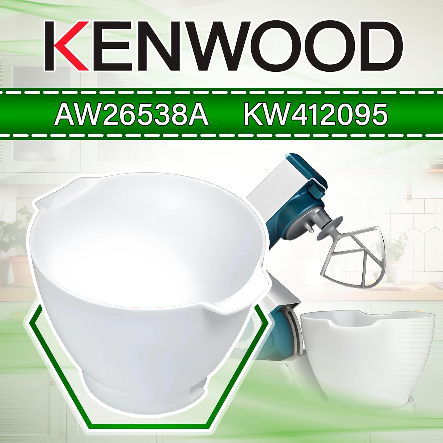 Bol pour Robot de Cuisine avec Poignée 6,7L Ø 237 mm avec Code Original AW26538A KW412095 pour Kenwood - Garantie de 5 Ans