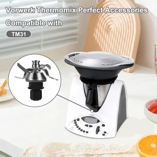 Lame de mixeur pour Vorwerk Thermomix TM31, lame de rechange en acier inoxydable TM31 avec bague d'étanchéité, pièces de rechange pour robot culinaire Thermömix TM31 (Noir)