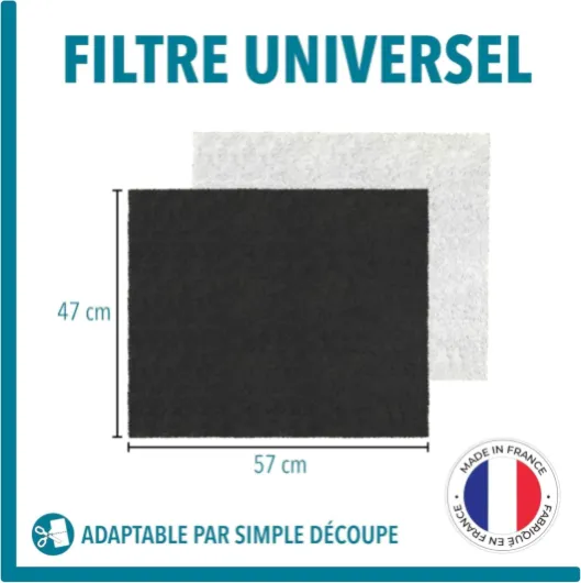 Filtre Hotte 2 en 1 Universel avec 2 Filtres Séparés (Graisse + Charbon) - Haute Densité, Conception Française, 57x47cm 1 Filtre Anti-Odeur + 1 Anti-Graisse