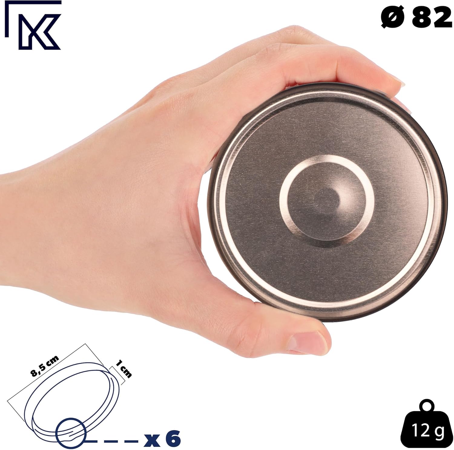 Couvercle à vis 82 mm pour bocaux de conserve, couvercle à visser en métal, couvercle de remplacement pour pots de confiture, pots de miel et bocaux de conserve Noir/Or fi82 Noir/Or