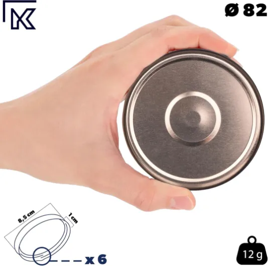 Couvercle à vis 82 mm pour bocaux de conserve, couvercle à visser en métal, couvercle de remplacement pour pots de confiture, pots de miel et bocaux de conserve Noir/Or fi82 Noir/Or