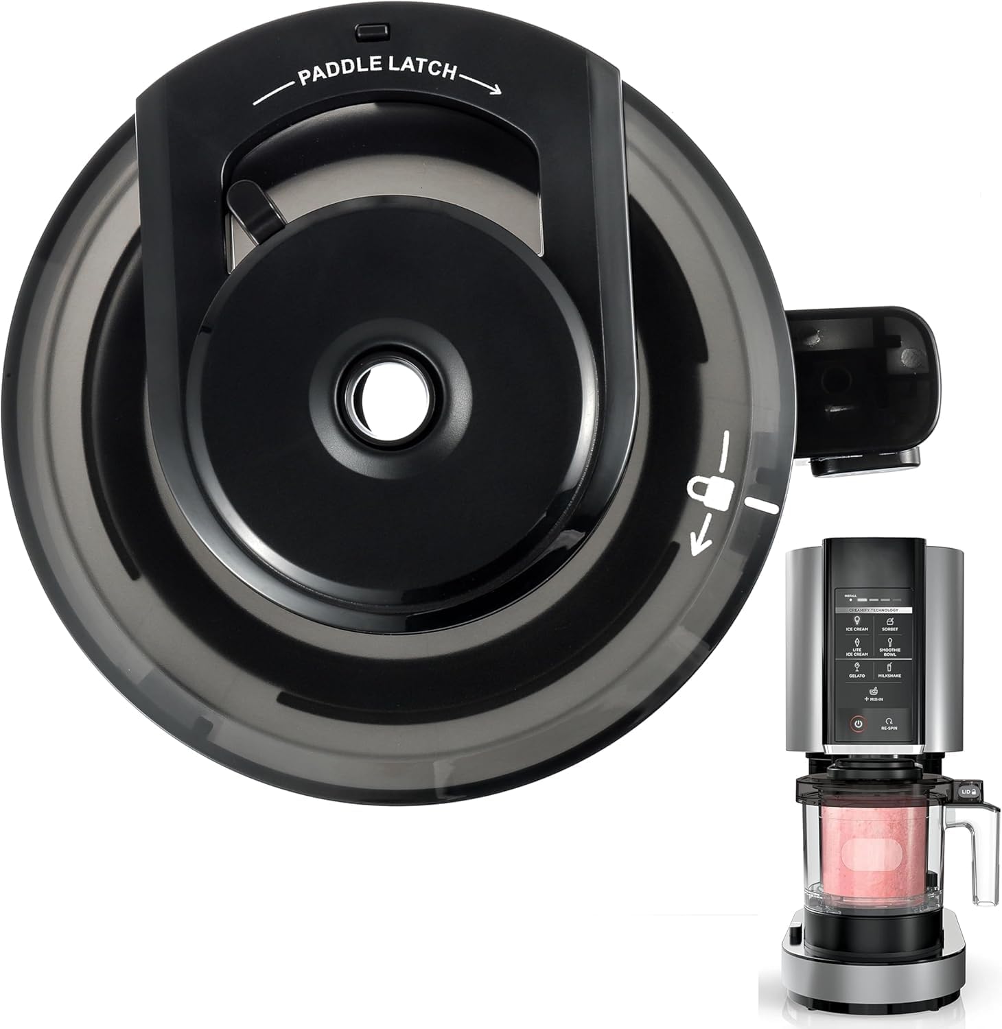 Couvercle extérieur pour sorbetière Ninja NC301, couvercle de remplacement réutilisable compatible avec les sorbetières Ninja NC299AMZ/NC301/NC300/NC201/NC101 (sans palette)