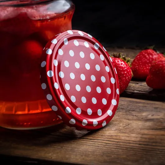 Couvercle à vis Kadax FI82 mm, ensemble de couvertures à tour de torsion en métal, couvercle de remplacement pour pots Mason, couvercle avec 6 dents d'orge pour les verres de collision Lot de 50 Rouge À Pois