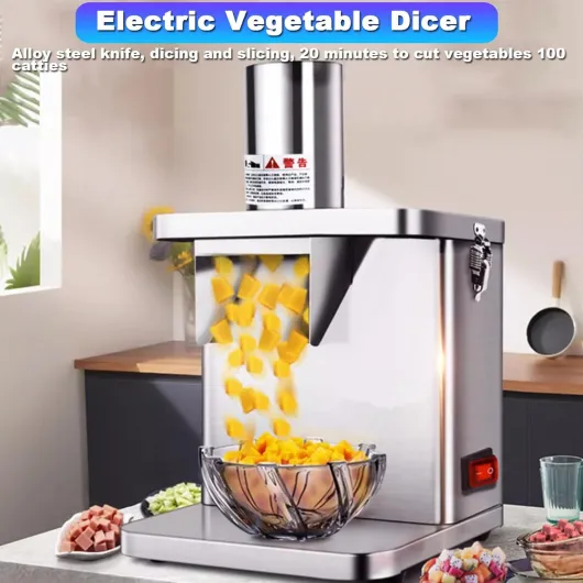 GIZMIT Coupe-légumes électrique Commercial 250 W, Hachoir à légumes, broyeur Automatique de Pommes de Terre, Robot culinaire, Machine de découpe de Fruits avec Lames de 6/8/9/12/15 mm