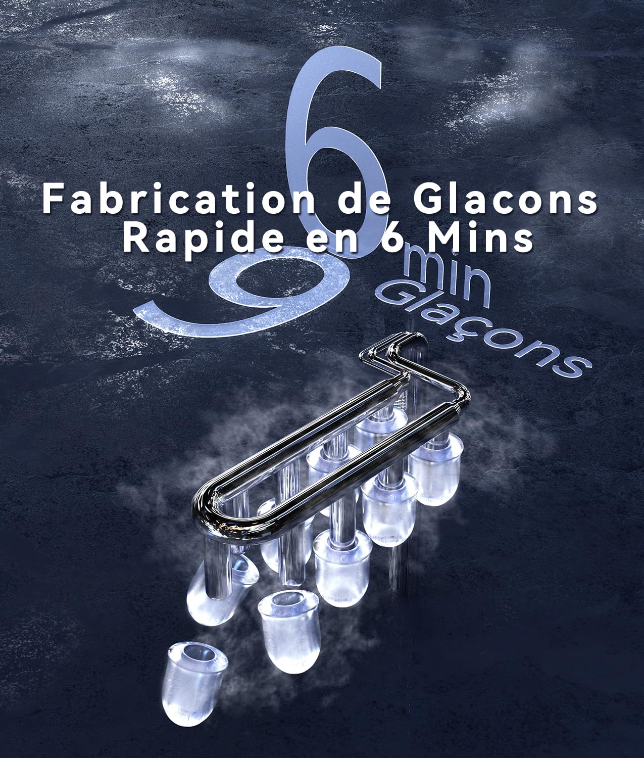 Ecozy Machine à Glaçons, 9 Glaçons en 6 Minutes, 2 Tailles de Glaçons, Machine à Glacons Autonettoyante, 12KG en 24 Heures, Machine a Glacons Portable Pour la Maison/Fête/Cuisine/Bar-Noir