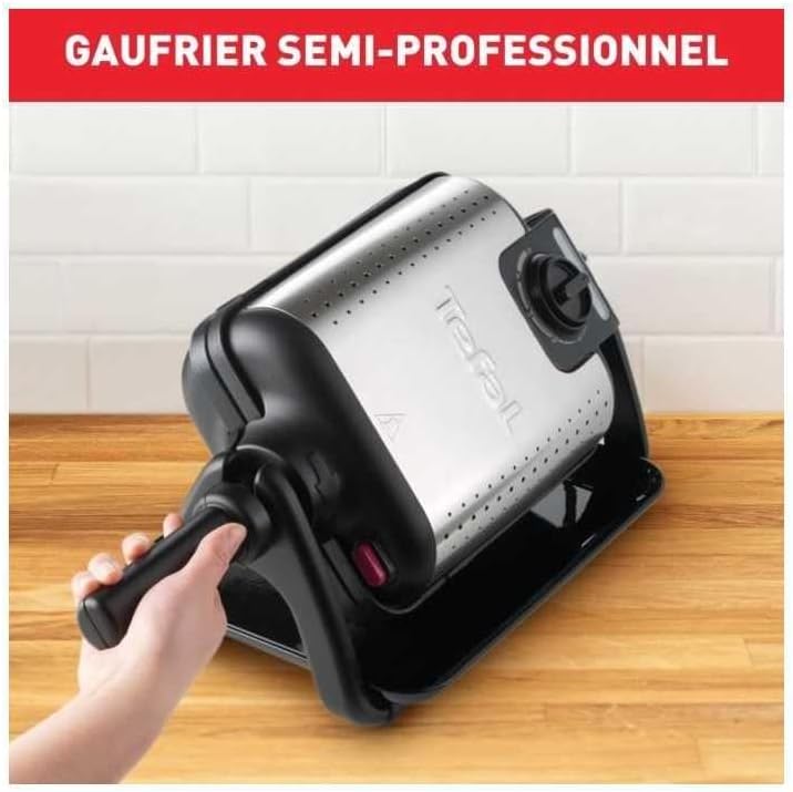 Gaufrier semi professionnel, 1200 W, Thermostat réglable, Voyant lumineux, Poignée rotative et rabattable, Résultat parfait, Nettoyage facile, King Size WM756D12