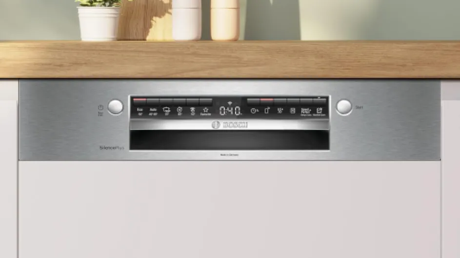 SMI4HCS07E, Série 4, Lave-vaisselle 60 cm, Encastrable avec Bandeau, Acier brossé