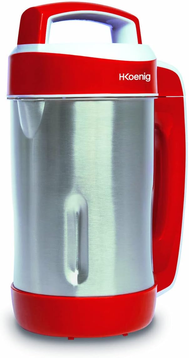 H.Koenig Blender à Soupe Chauffant 1.1L MXC18 Inox, Multifonctions professionnel, Fonction mixage, 2 Programmes de cuisson, 850W Rouge