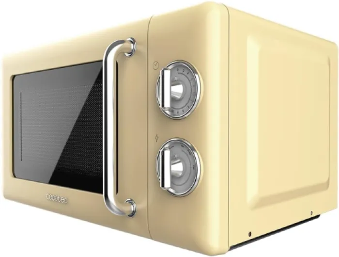 Micro-Ondes Mécanique Proclean 3010 Retro Jaune - 20 L, 700 W en 6 niveaux, minuterie jusqu'à 30 minutes, mode dégivrage, design vintage en jaune, finitions en acier - Manuel Jaune