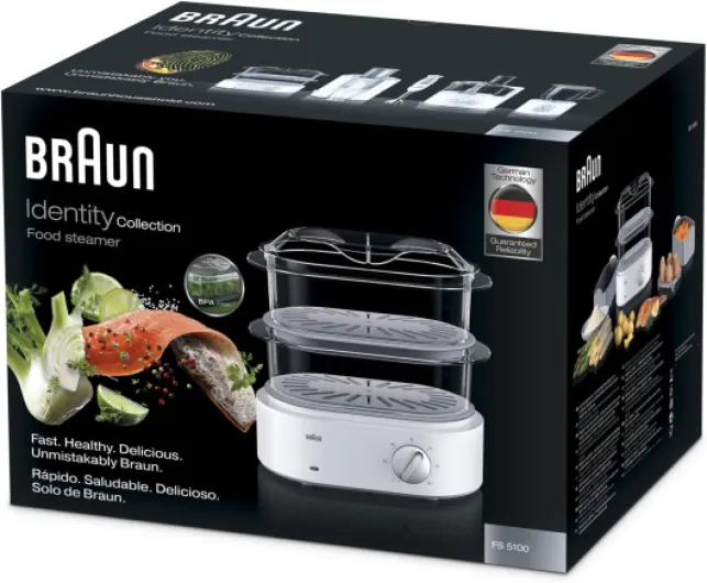 FS5100WH Cuiseur Vapeur Electrique Blanc Neige 33 x 31 x 19,5 cm