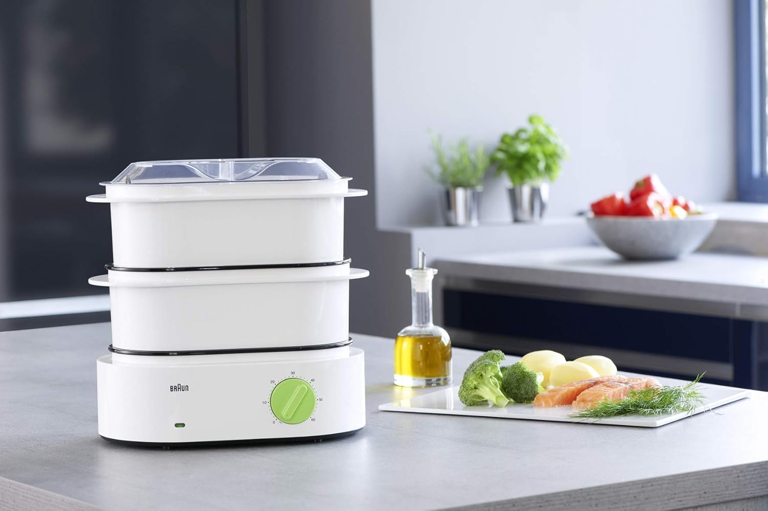 FS3000 Cuiseur Vapeur Electrique Blanc/Vert 33 x 31 x 19,5 cm