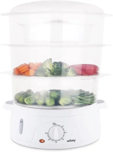 Cuiseur Vapeur Electrique VEGE8 Multifonction 9L, 3 Niveaux Amovibles, Bol cuiseur à Riz 1L + Support Œufs, Minuteur 60min, Conservation Vitamines