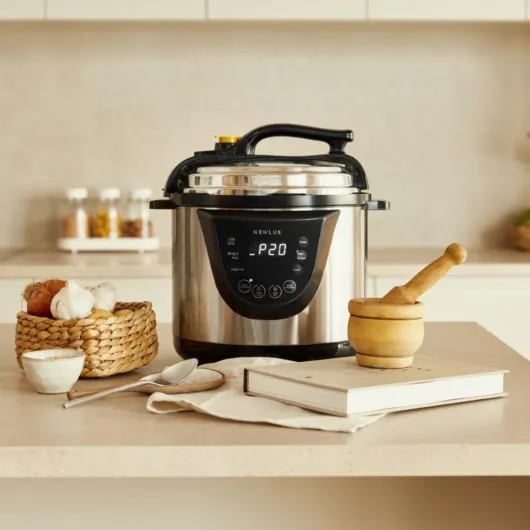 NEWLUX- Mijoteuse Électrique Programmable Chef Pot V110 - Multicuiseur Électrique Multifonction, 10 Programmes, 1000W, 6L, Conserve la Chaleur, Système Duo-pressure, Récipient 100% Antiadhésif