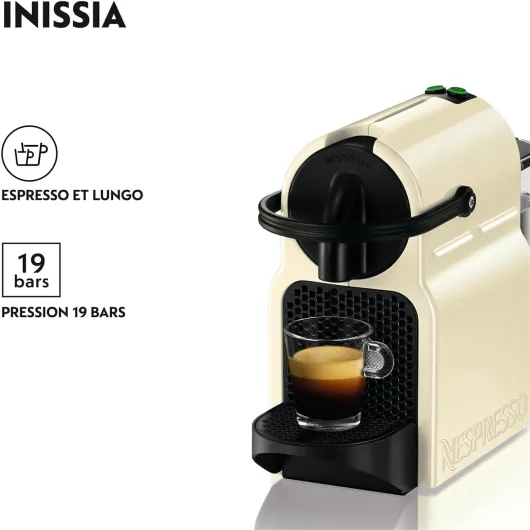 De'Longhi Nespresso Inissia EN80.CW, Machine à Café Automatique, Machine à Capsules pour une Seule Tasse, Ensemble de Bienvenue Inclus, Design Compact, 19 Bars, 1260W, Crème Vanille