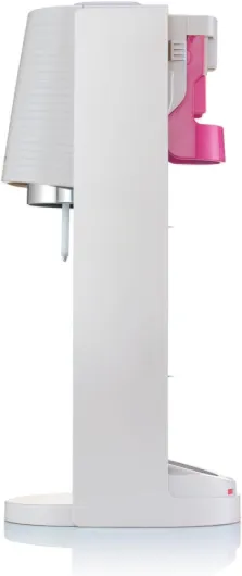 Terra Machine à eau pétillante, machine à eau pétillante et bouteille d'eau pétillante de 1 l, machine à boissons rétro avec bouteille d'eau sans BPA et bouteille de gaz CO2 à connexion Terra White Machine Bouteille d'eau + gaz rose x 1