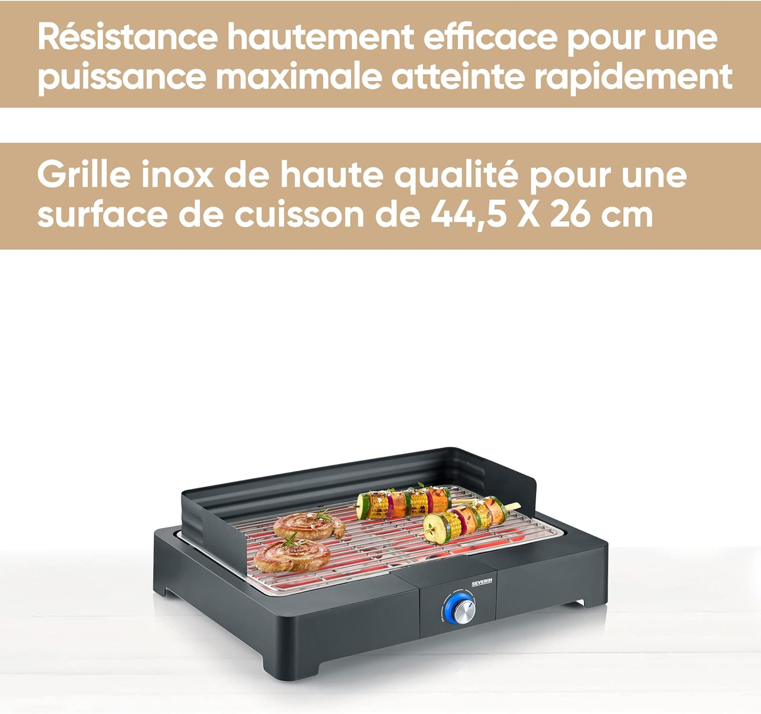 Barbecue électrique 2 200 W avec grille en inox, Barbecue de table avec pare-vent amovible, eBBQ avec bac à eau pour utilisation en intérieur et extérieur, Noir, PG 8565 Barbecue de table avec grille inox