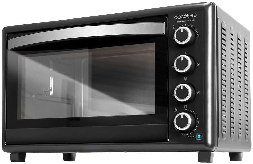 Cecotec Four de comptoir Bake&Toast 4600 Noir Gyro, 46 L, 2000 W, 12 fonctions de chauffage combinables, Comprend une broche rotative, Bac récupérateur de miettes - 46 L Noir