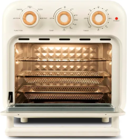 Girmi Friteuse à air chaud 14L, four multifonction 5 en 1, grill, déshydrateur, convection, ventilateur puissant, température 230°C, minuteur, accessoires inox, plateau antiadhésif, lumière interne