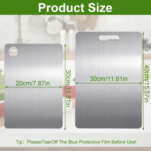 2 Pièces Planche à Découper en Titane, planche à découper en titane Multifonction 2025, Planche à Découper Double Face en Titane de Qualité Alimentaire, pour Garantir le Goût Original(40*30cm+30*20cm) 2pcs