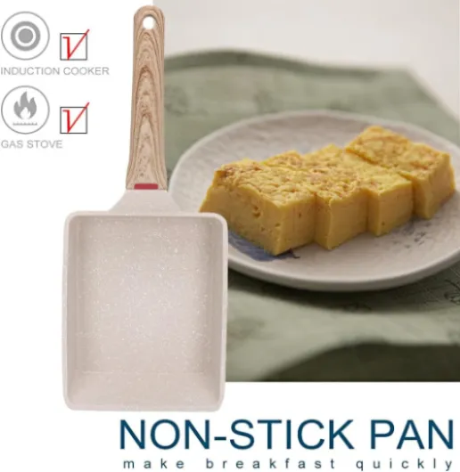 Poêle Omelette Japonaise, Tamagoyaki Poêle Rectangulaire en Aluminium Antiadhésive, Poêle à Frire avec Spatule en Silicone (Blanc) Blanc induction
