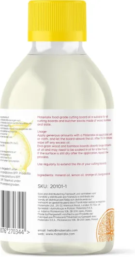 Huile pour planche à découper de qualité alimentaire - citron, orange et bergamote 250 ml