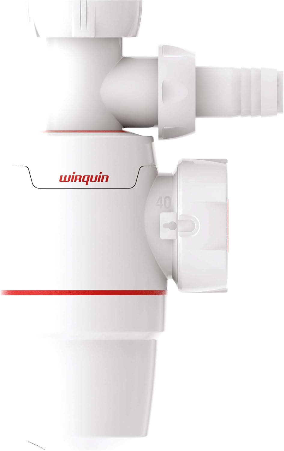 30723905 Siphon évier Néo blanc Ø40 avec prise machine à laver, réglable, compact, zéro fuite Néo avec prise machine à laver