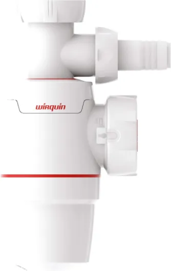 30723905 Siphon évier Néo blanc Ø40 avec prise machine à laver, réglable, compact, zéro fuite Néo avec prise machine à laver