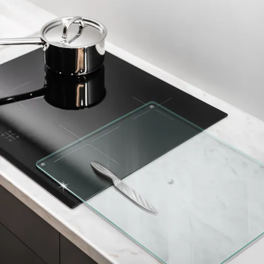 Tulup Planche à Découper Pour la cuisine Résistant à la chaleur Incassable Verre Trempé Protège Plan de Travail 52x40 cm