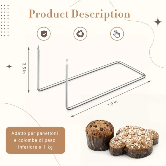 Hotop Moule à Panettone 1.5 kg Acier Inoxydable Support à Colomba de Pâques Douceurs Festives Crochets de Refroidissement Réutilisables Anti-Affaissement Maison & Boulangeries(8,M) 8 M