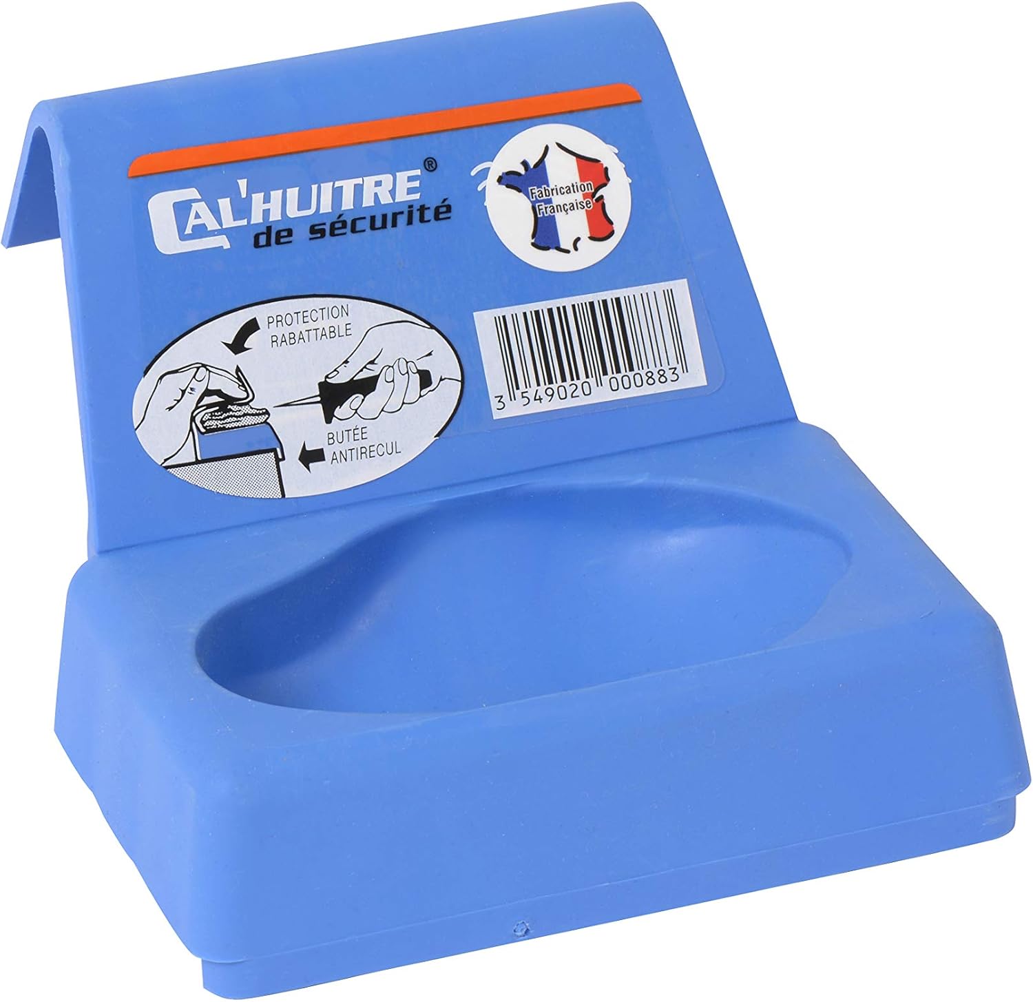 883 Cal Huîtres, Ouvre Huîtres de Sécurité Elastomère Bleu 11,5 x 7 x 3 cm Bleu 1 - Pack