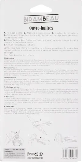 Ustensiles de Cuisine – Ouvre-Huîtres – Manche Ergonomique – Ouverture Très Facile - Inox – Bouton Fermeture, Noir