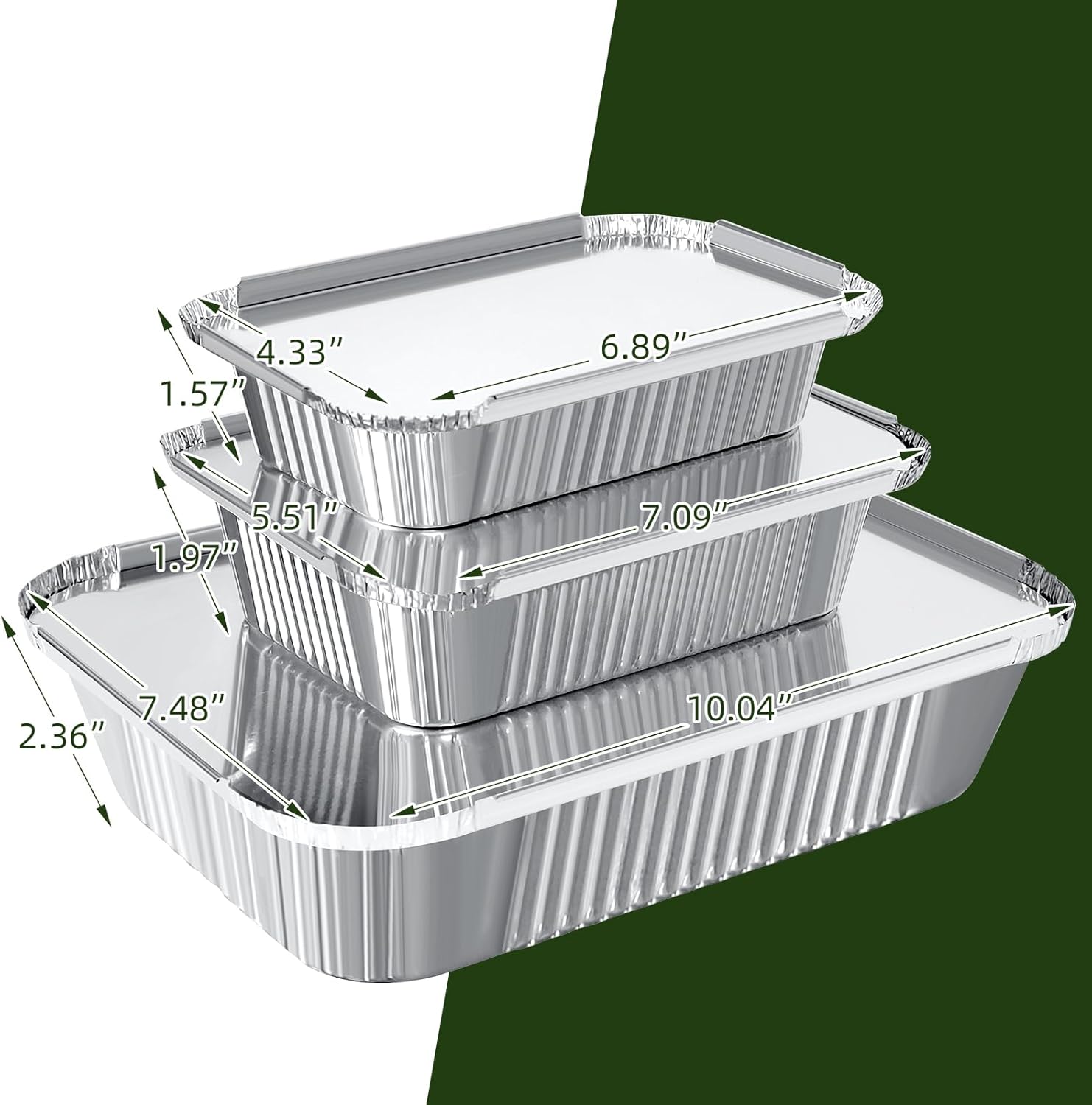 30 Pièces Barquette Aluminium avec Couvercle,10 chacun 1750ml/700ml/410ml,Barbecue Réutilisables,Barquette Alimentaire Jetable pour Cuisiner,Griller,Cuire.