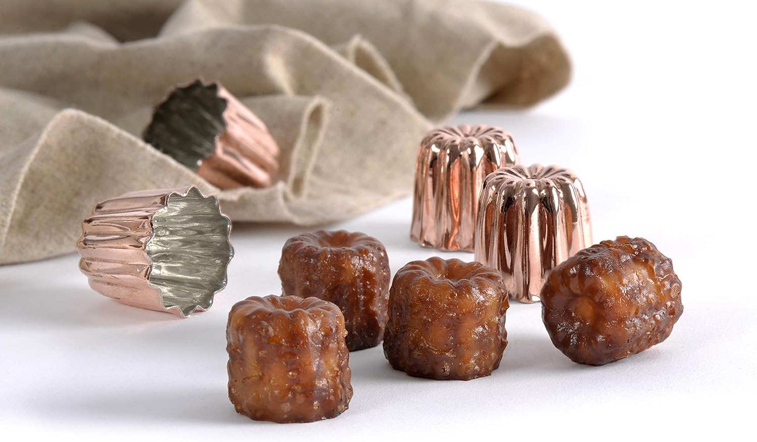 43003 Lot de 4 Moules à Canelés en Cuivre 45 mm, 4,5 cm 45 mm, 4,5 cm Unique Lot de 4