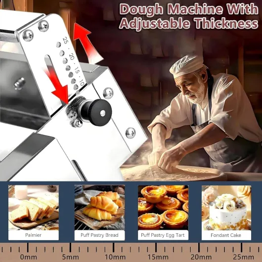 Laminoir à pâte Pliable - Laminoir Manuel 30,5 cm/39,4 cm à épaisseur réglable, 2 laminoirs pour Pizzas, Croissants, pâtisseries et fondants, Design de Table Type400