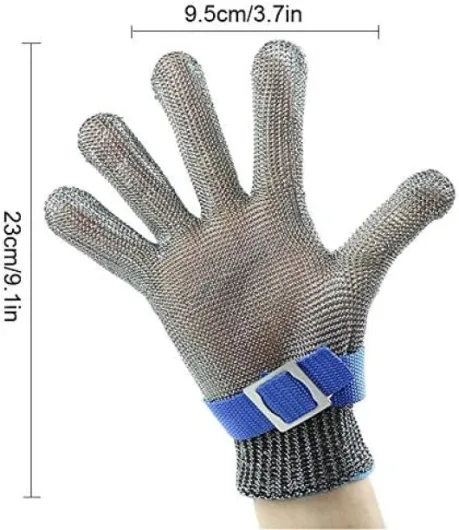 ThreeH Gants de protection de sécurité en acier inoxydable maille pour couper les gants de travail d'écaillage d'huîtres GL09 M(Un gant) M (Lot de 1) M (Lot de 1)