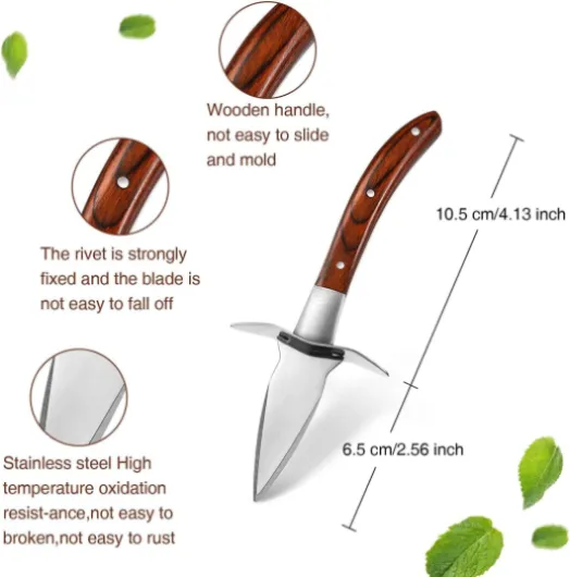 Ensemble couteau à huîtres et gants résistants aux coupures, ouvre-huîtres et gants de protection pour coquillages ou fromages à pâte dure - Oyster Knife (cuisine, jardinage, DIY) (Marron, Milieu) Marron Milieu