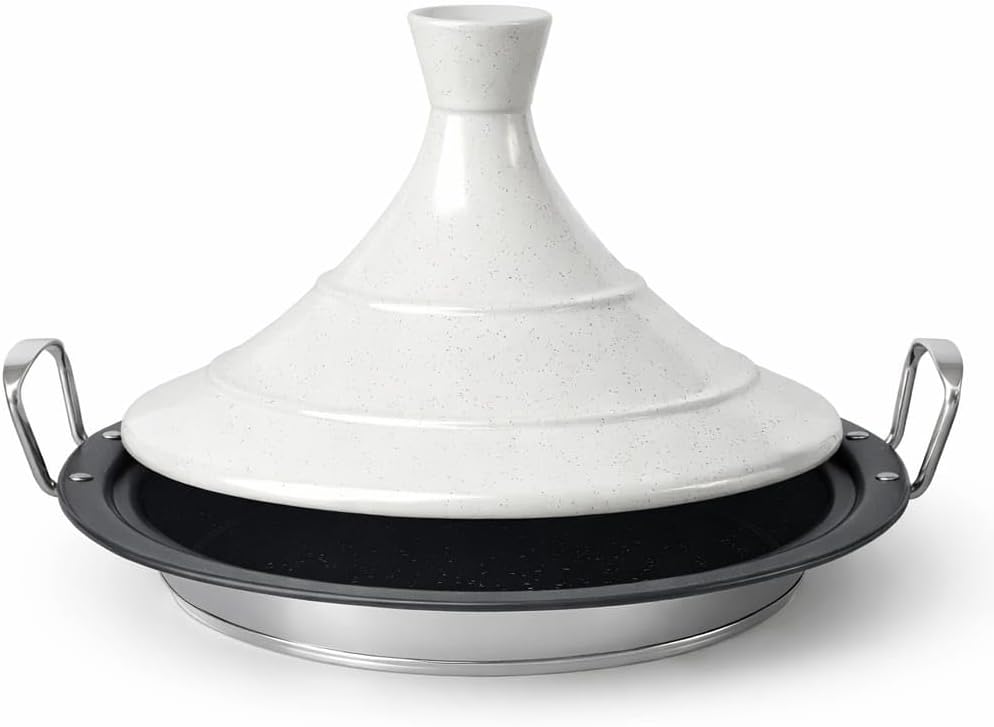 Tajine Induction 38cm - Plat à Tajine INOX - Revêtement antiadhésif - Toutes Sources de Chaleur : Induction Et Four Inclus
