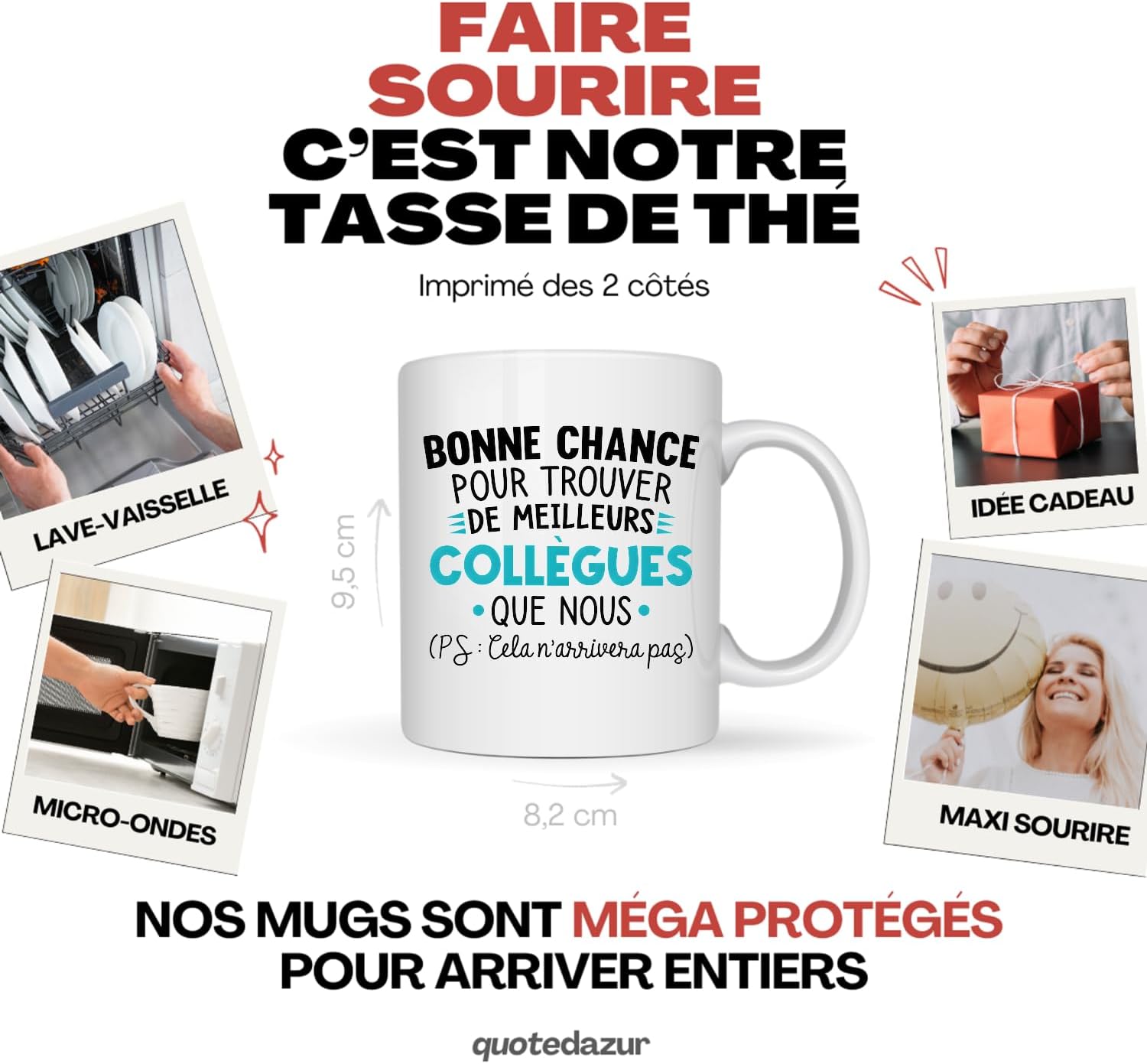 Café-Croissant - Mug Personnalisable Texte Photo Humour Départ Collègue - Bonne Chance Pour Trouver De Meilleurs Collègues Que Nous - Cadeau Noël Original Drôle Tasse Pot De Départ - Blanc/Céramique Blanc Céramique