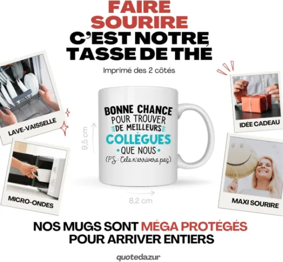 Café-Croissant - Mug Personnalisable Texte Photo Humour Départ Collègue - Bonne Chance Pour Trouver De Meilleurs Collègues Que Nous - Cadeau Noël Original Drôle Tasse Pot De Départ - Blanc/Céramique Blanc Céramique