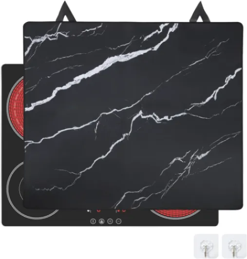 Tapis pour Plaques à Induction 62x53cm, Plaque de Protection Anti-éclaboussures, Tapis de Protection pour Plaques à Induction, Couvercle de Plaque Électrique Antidérapant (Marbre)