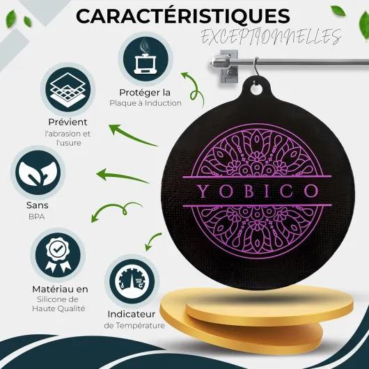 Protege Plaque Induction - Silicone - 3 Protection Plaque Induction - 24cm, 20cm, 16.5cm - Tapis Plaque Induction 3 Feux, avec Changement de Couleur Thermique - Tapis pour Plaque Induction 3 Tapis: 24, 20 ,16.5cm