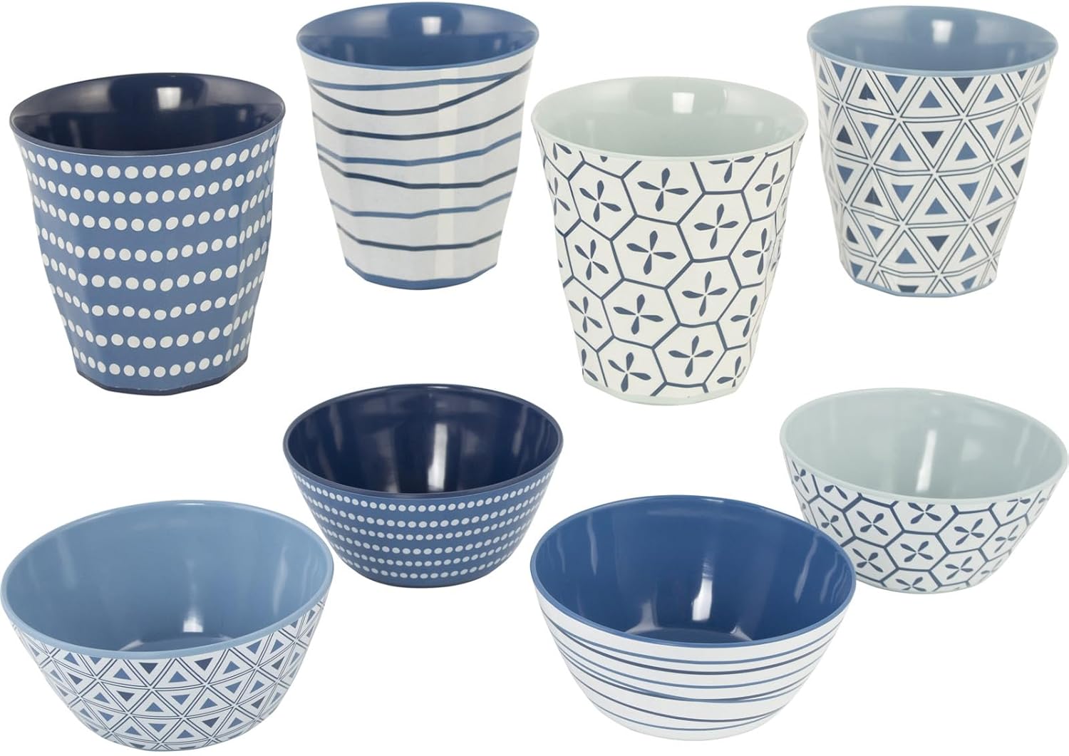Bo-Camp - Vaisselle - 100% mélamine - 16 pièces - Mix & Match - Bleu