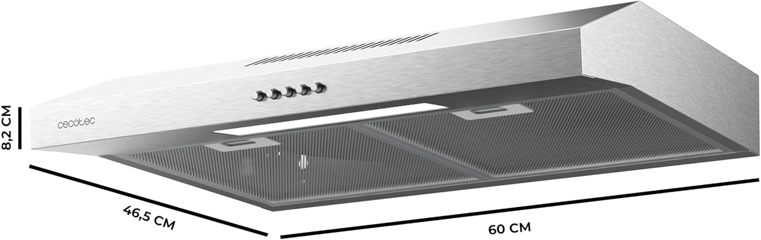Hotte Aspirante 60cm Wide Bolero Flux CM 602200 Inox B - Suction Power 220m3/h, 70W Motor, Low Consumption, Mechanical Control, 3 Power Levels, Stainless Steel Finish