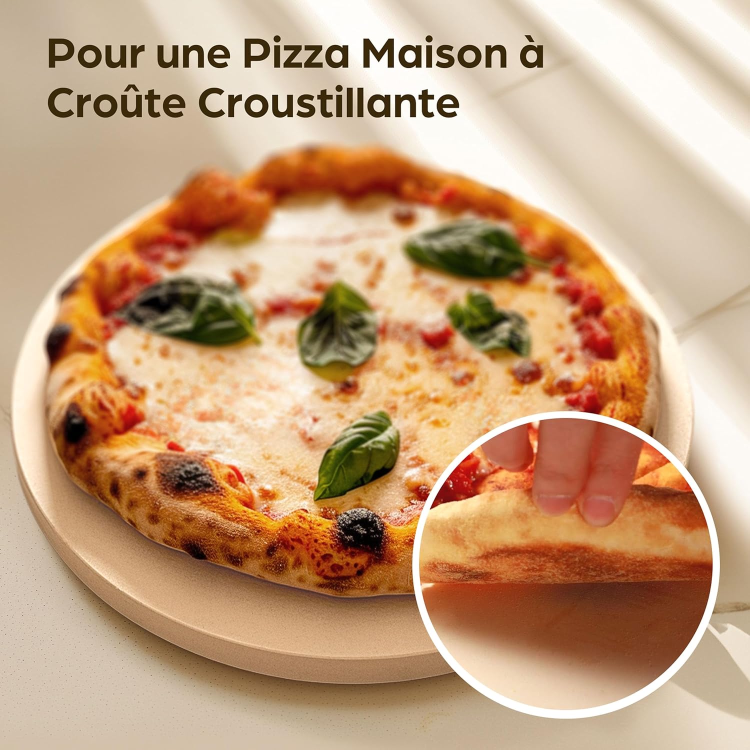 Pierre a Pizza pour Four - Rond 30cm - Pierre Pizza en Cordiérite à Four et Barbecue - Pour Pizzas Croustillantes