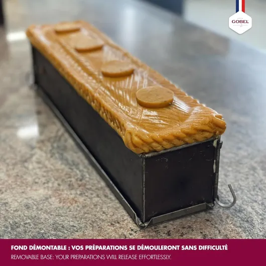 Moule à Pâté Croûte Long Uni (Mini) –Acier Antiadhérent Bicouche – Charnière et Fond Démontable – Fabrication Française - 50 x 4 x 6 cm 50 cm
