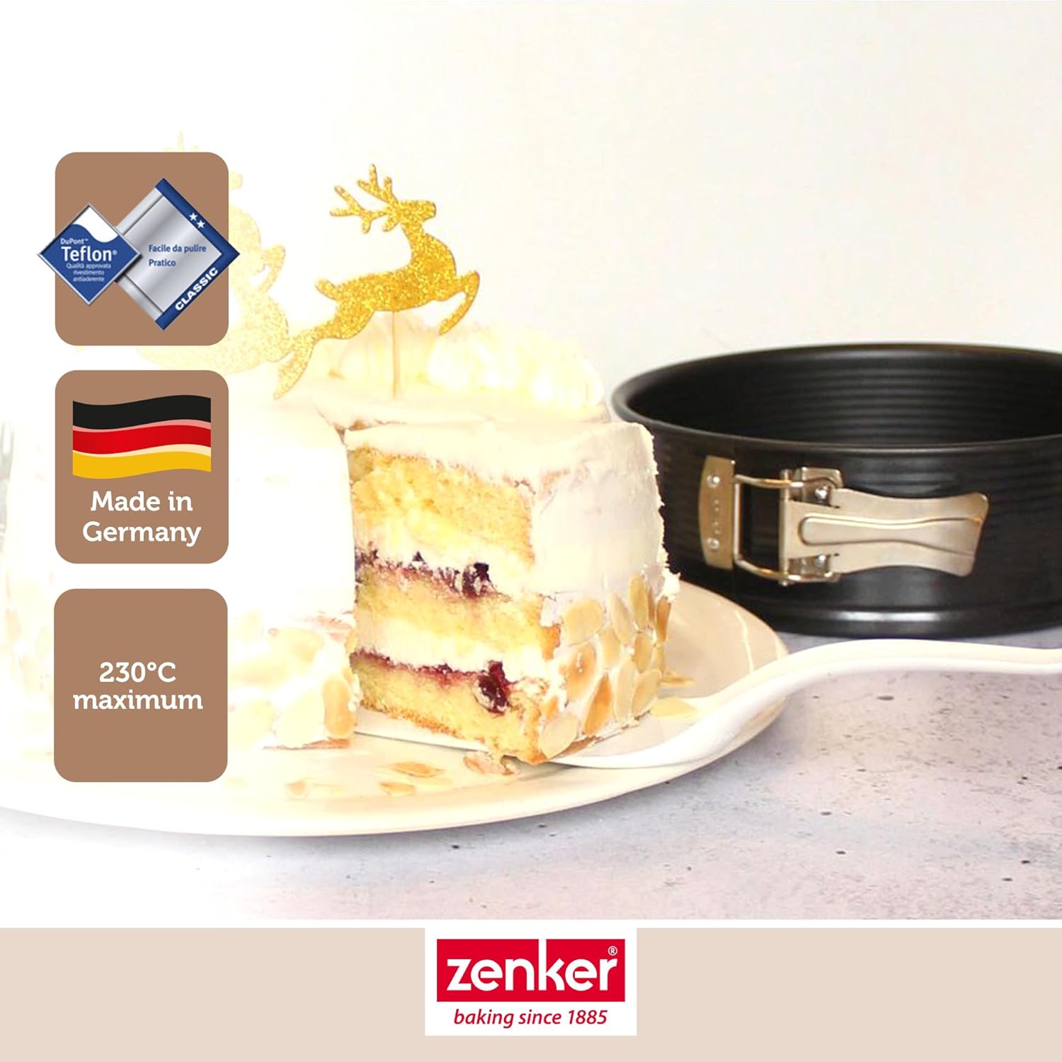 6500 Moule charnière 20 cm, moule à manqué, moule gâteau 20 cm, moules à pâtisserie, moule rond, moule à gâteaux rond, Acier, Noir, 20,5 x 20,5 x 6,5 cm