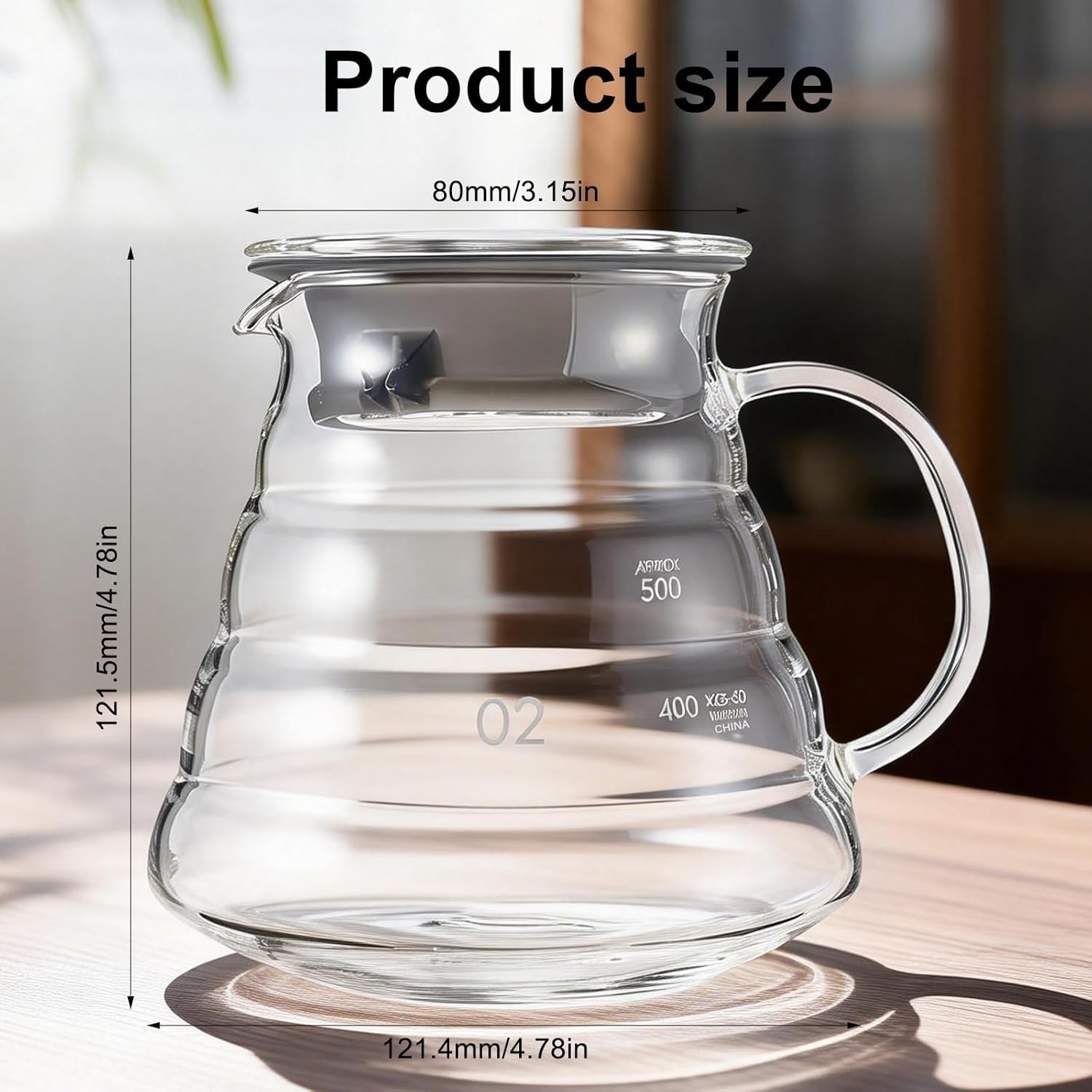 600 ml Verseuse Cafetiere Universelle, avec Couvercle Pichet à Café en Verre, Transparent Théière en Verre, pour Café et Thé 600ml