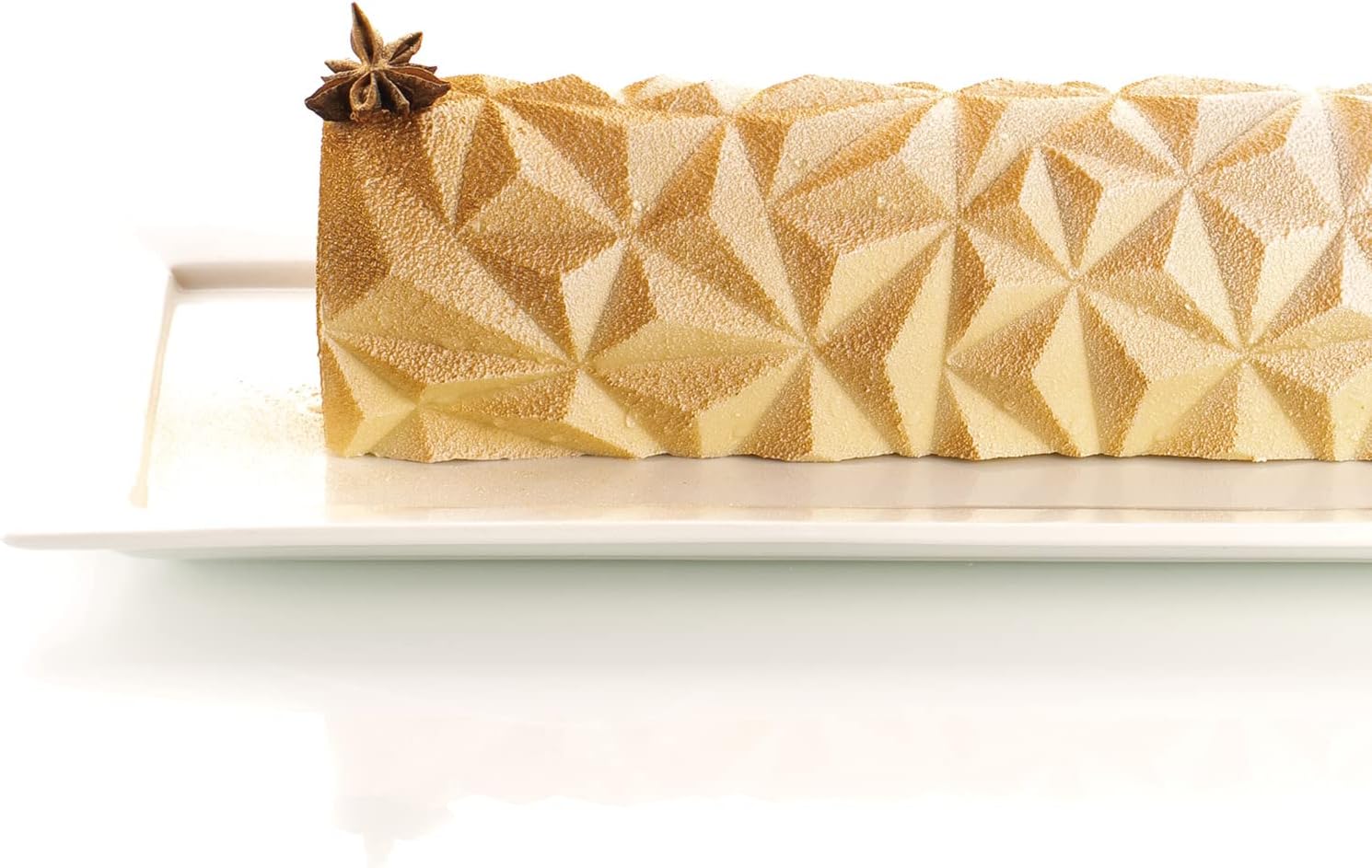 Set de moules en Silicone DIAMOND BUCHE, FROZEN BUCHE MAT, MAGIC WOOD MAT, antiadhésif, Lot de 3 tapis à gâteaux, 3D Design, 250 x 185 mm, h 6 mm, Made in Italy Unique