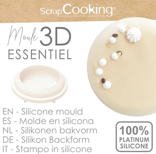 Moule à Entremets Rond « Essentiel » - Moule Silicone Dôme 3D - ⌀ 21 cm - Qualité Professionnelle - Pâtisserie, Dessert, Gâteau - Avec Recette - Blanc - 2890