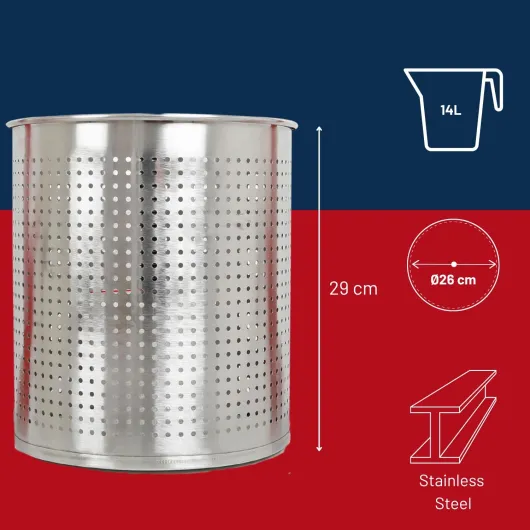 HOME It® Presse-fruits 14L en acier inoxydable – Presse à fruits manuelle pour pommes, poires, baies, rhubarbe – Contenant alimentaire, facile à nettoyer Presse à fruits en inox 14 L